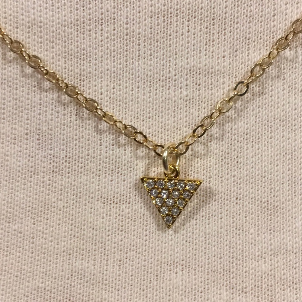 Mini Pave Triangle Pendant Necklace /Clear